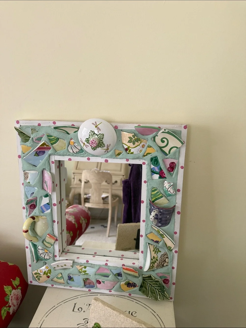 Pastel Green & Pink Mosaic Decorative Wall Mirror